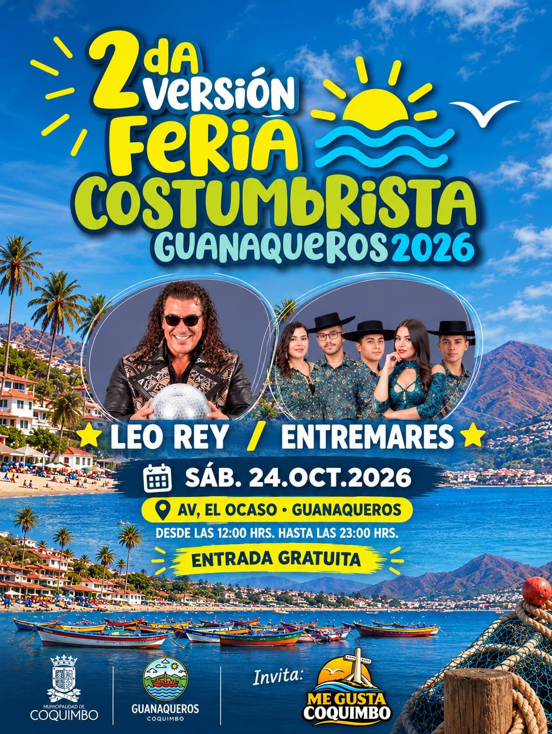 Guanaqueros celebra este sábado su Feria Costumbrista con Leo Rey y Entremares