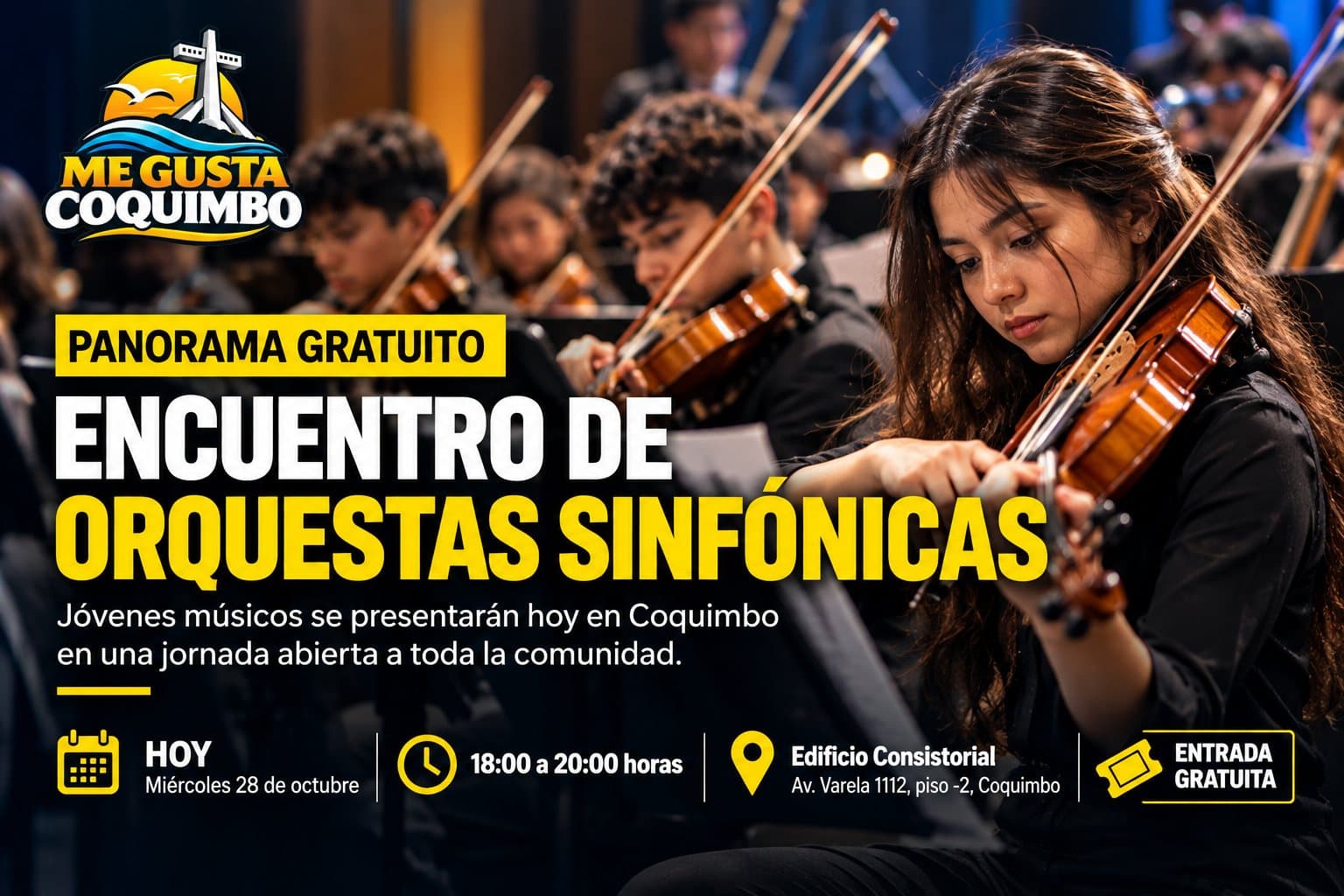 ¡Panorama gratuito hoy en Coquimbo! Jóvenes músicos protagonizan encuentro de orquestas sinfónicas