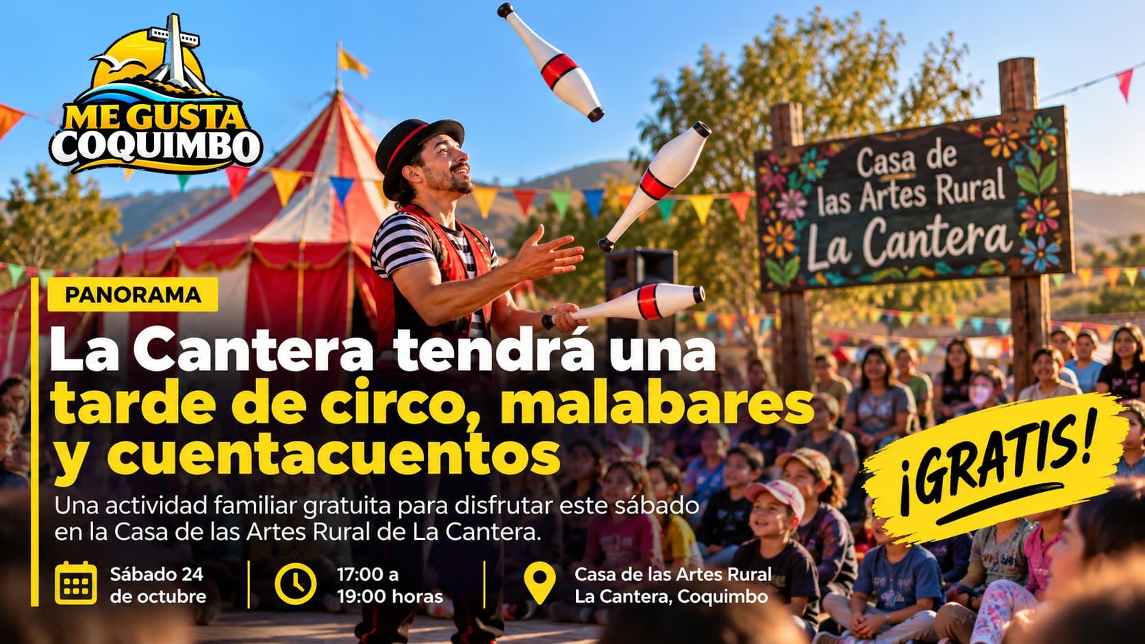 La Cantera tendrá una tarde de circo, malabares y cuentacuentos este sábado