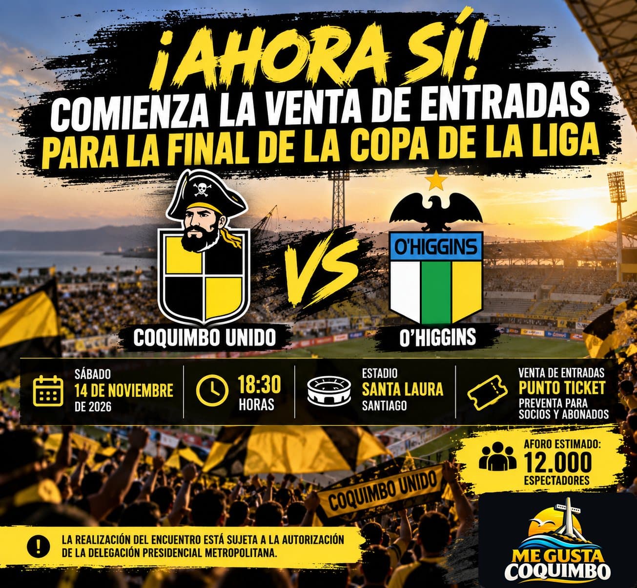 Coquimbo Unido vs. O’Higgins: precios, sectores y cómo comprar entradas para la final de la Copa de la Liga